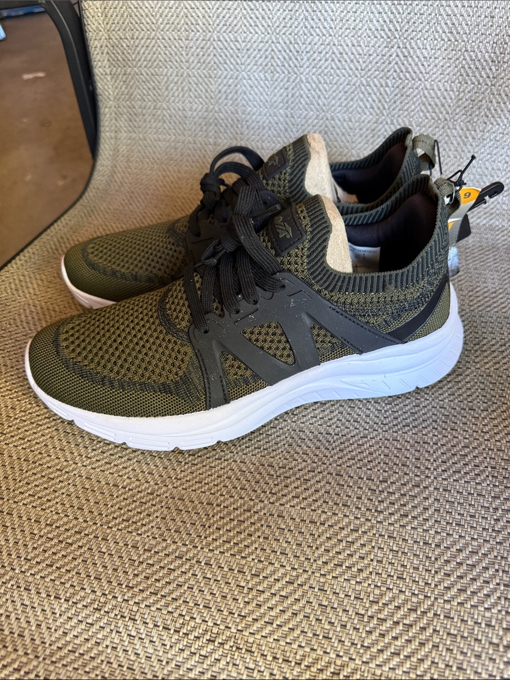 Avia Olive Knit Lace-Up Sneakers with White Sole